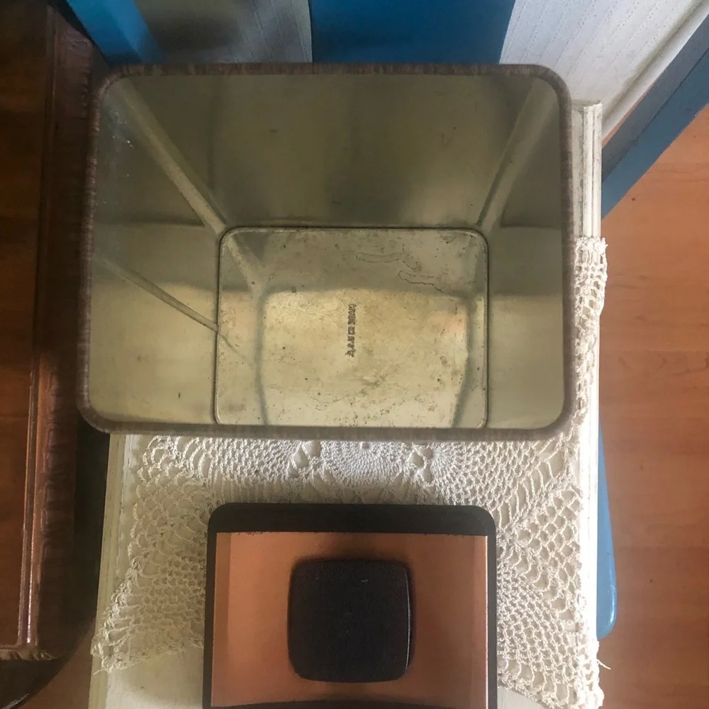 Vintage Copper & Wood-Look Metal Canister